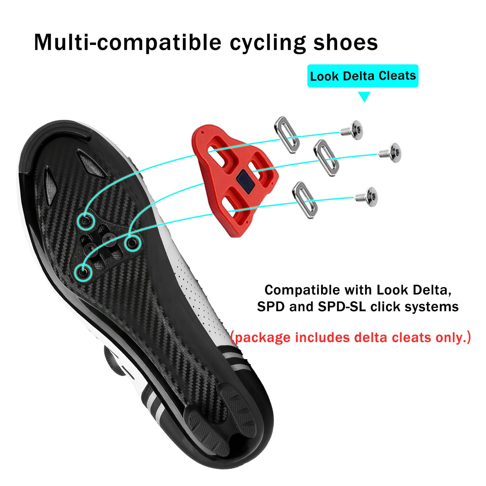 Scarpe da ciclismo da uomo e donna, compatibili con Peloton, per uso interno, classe di spin, per attività all'aperto, con tacchetti Delta Look