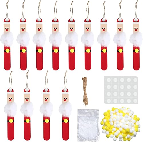 Miniatura 8 de Juego de 16 juegos de adornos de muñeco de nieve de Navidad, kit de manualidades para colgar de bricolaje de invierno para 2-8 niños pequeños