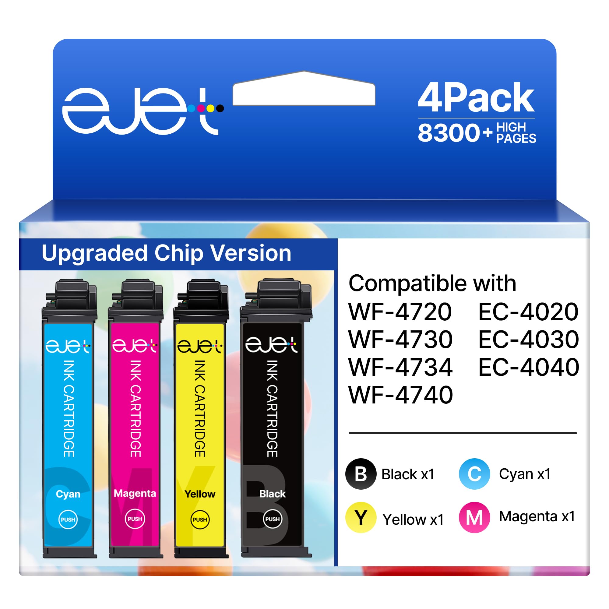 Remanufactured for 802XL Ink Cartridges for Epson Printer Replacement for Epson 802 Ink Cartridges Combo Pack Use to WF-4740 WF-4730 WF-4720 WF-4734 EC-4020 EC-4030 (4 Pack: Black Cyan Magenta Yellow)