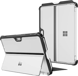 Fintie Hard Case for Microsoft Surface Go 2 (2020) / Surface Go (2018), Shockproof Folio Protective Rugged Cover Compatible with Type Cover Keyboard + Original Kickstand, Frost Clear