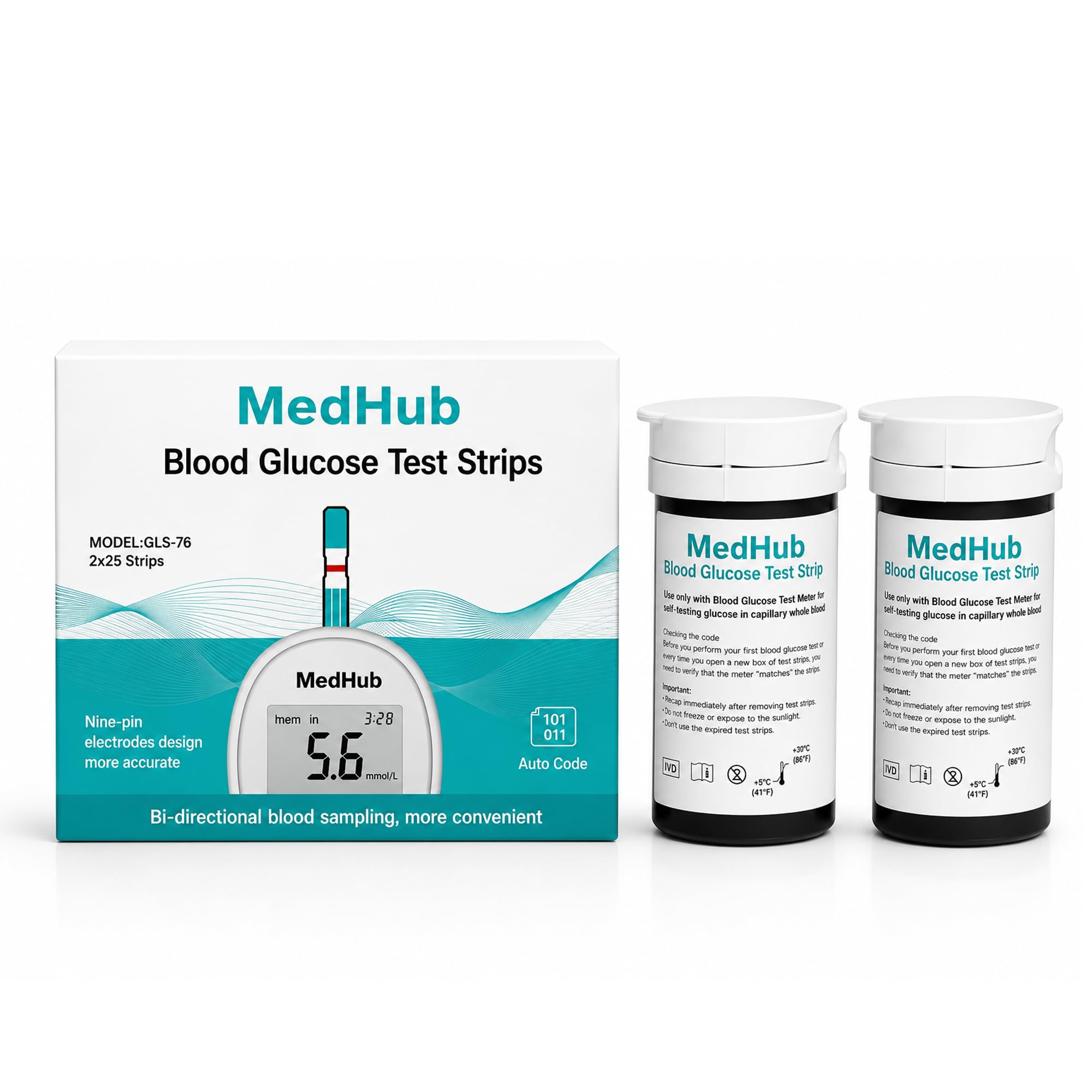 Glucometer Test Strips, 100 Count | Compatible with MedHub Glucometer Only | Easy to Use, Small Blood Sample Needed, Fast Reading Support | Green-image-15