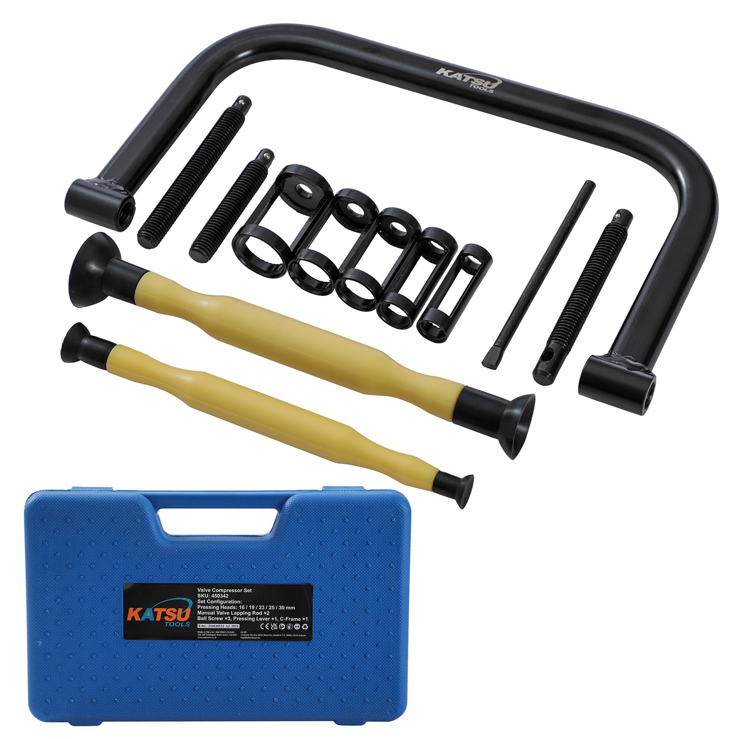 KATSU Tools 12 pièces Kit d'outils de compresseur de ressort de soupape portable avec kit de valve pour voiture, camionnette, moto, automobile, modèle 450342