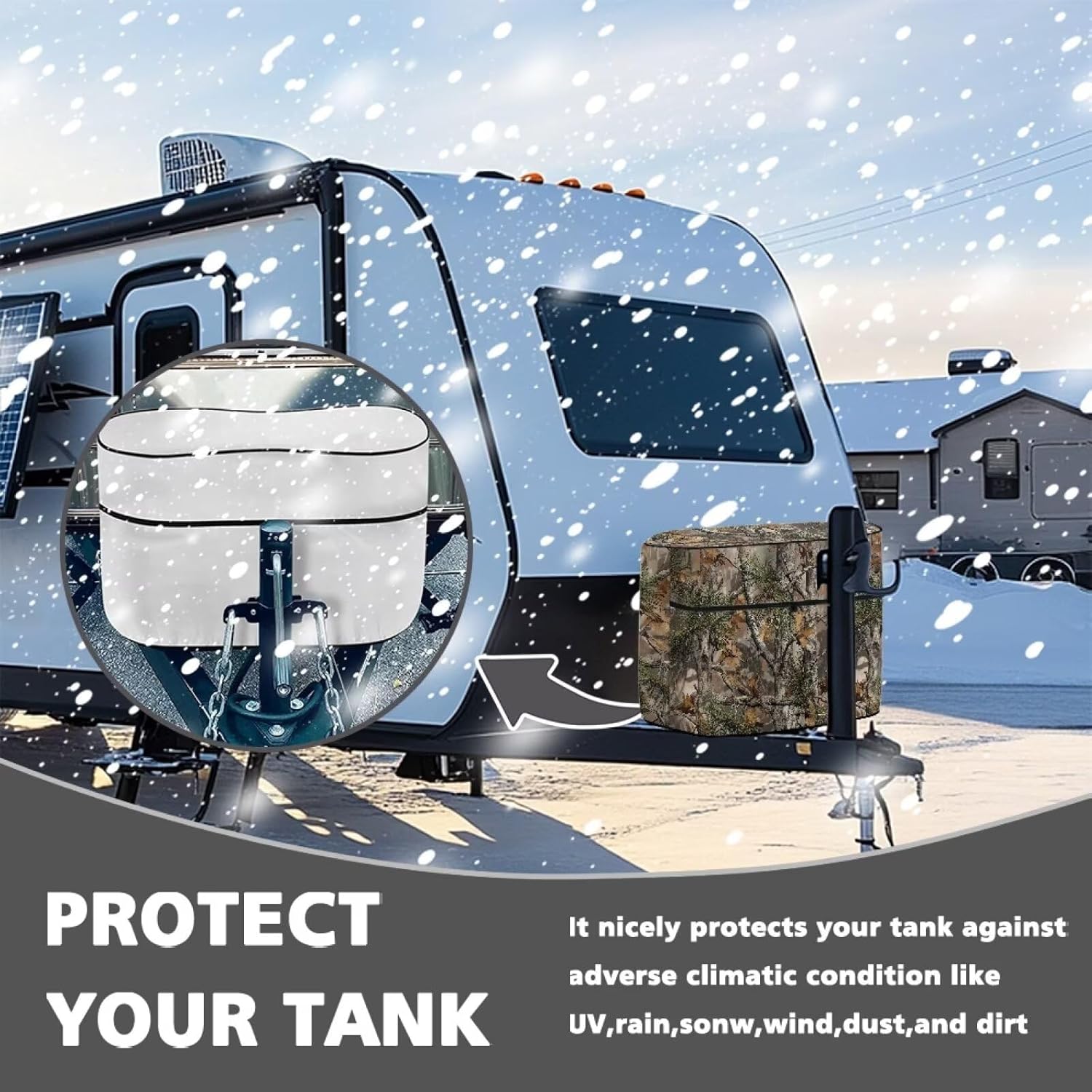 Hunting Camouflage Propane Tank Cover for Camper RV Travel Trailer 40lb Propane Gas Tank Cover Waterproof Outside Double Propane Tank Holder with Zipper Closure