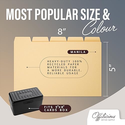 Vista 21 de 25 separadores de tarjetas de índice Manila de peso pesado de 4 x 6 – Divisores organizadores de índices con pestañas y 108 calcomanías