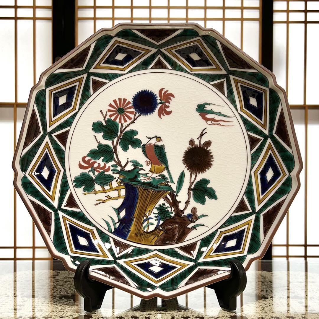 SALE✩.*˚九谷焼 光山窯 花鳥柄 大皿 絵皿