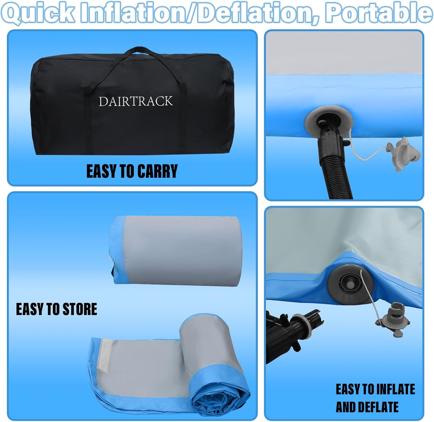 DAIRTRACK Inflatable Gymnastics Air Mat 10ft/13ft/16ft/20ft Tumble Track Tumbling Mats for Home Use/Gym/Training/Cheerleading/Yoga/Water