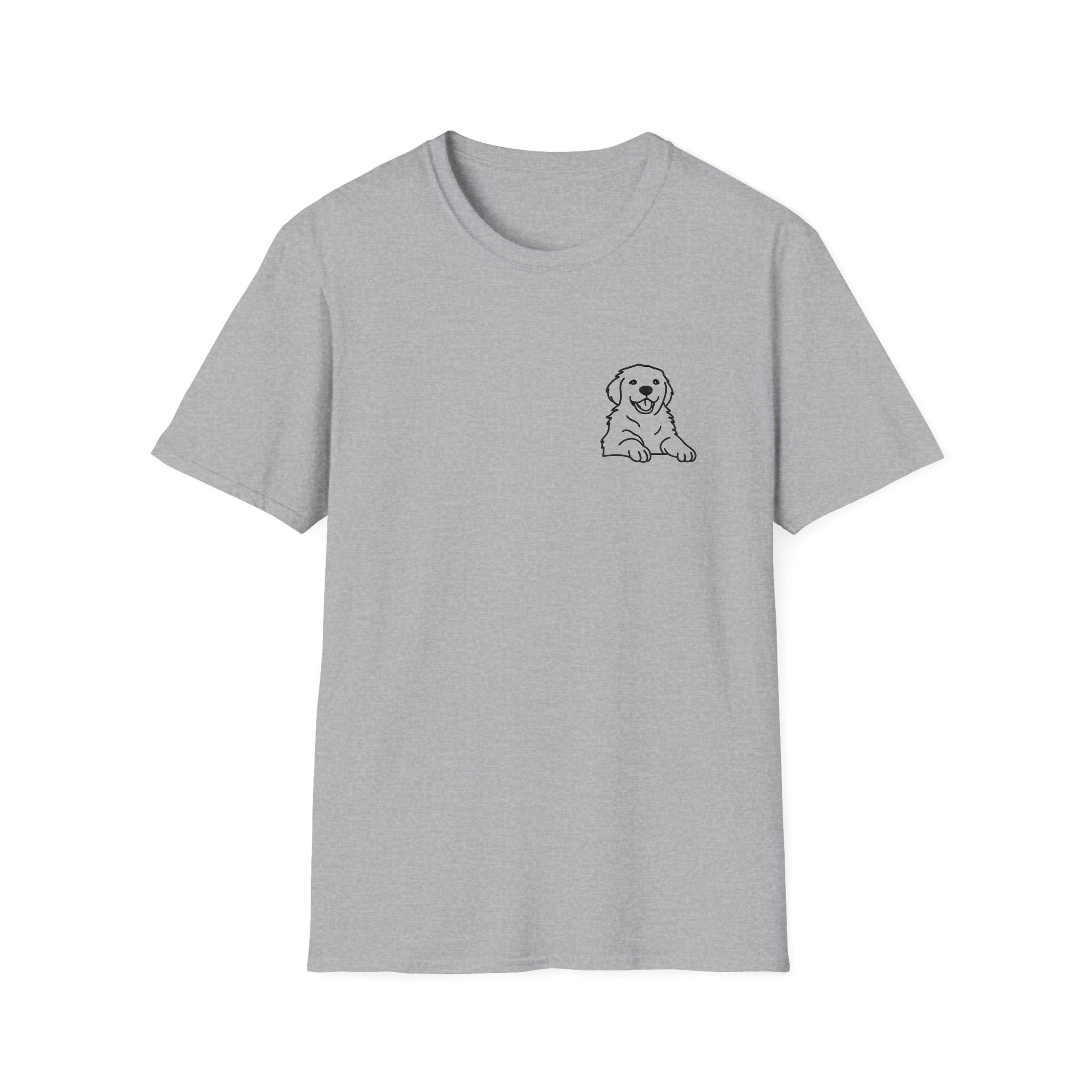 Personalised Pet Outline T-Shirt โ Custom Embroidered Dog or Cat Sketch from Photo, Unisex Tee Gift for Pet Lovers, Animal Portrait Memorial Shirt Heather Grey