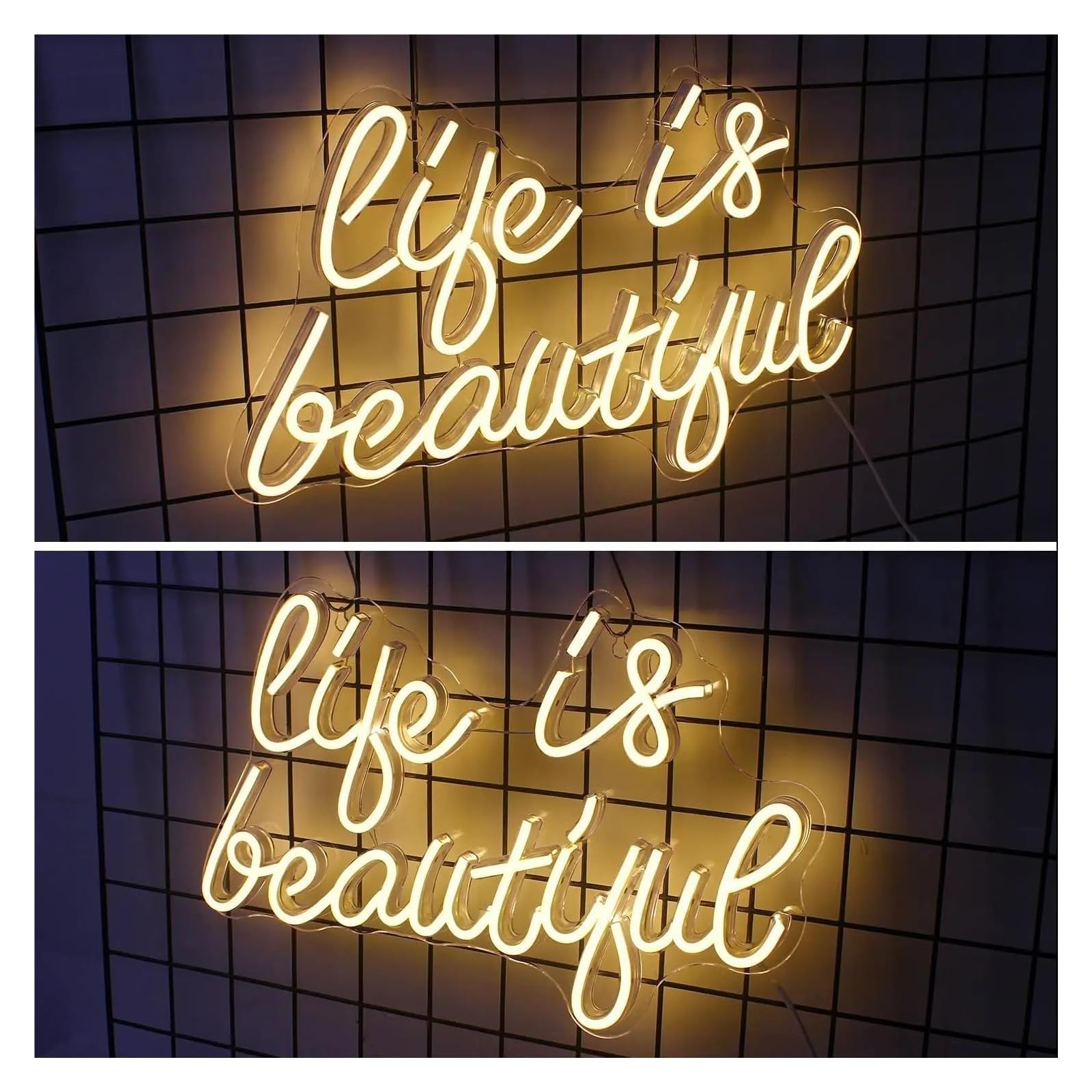 Decoración Lámparas Letrero De Neón Life Is Beautiful Para Decoración De Pared, Luz LED Con Letras Para Dormitorio, Sala De Estar, Colgante, Alimentado Por USB, 40cm×25cm
