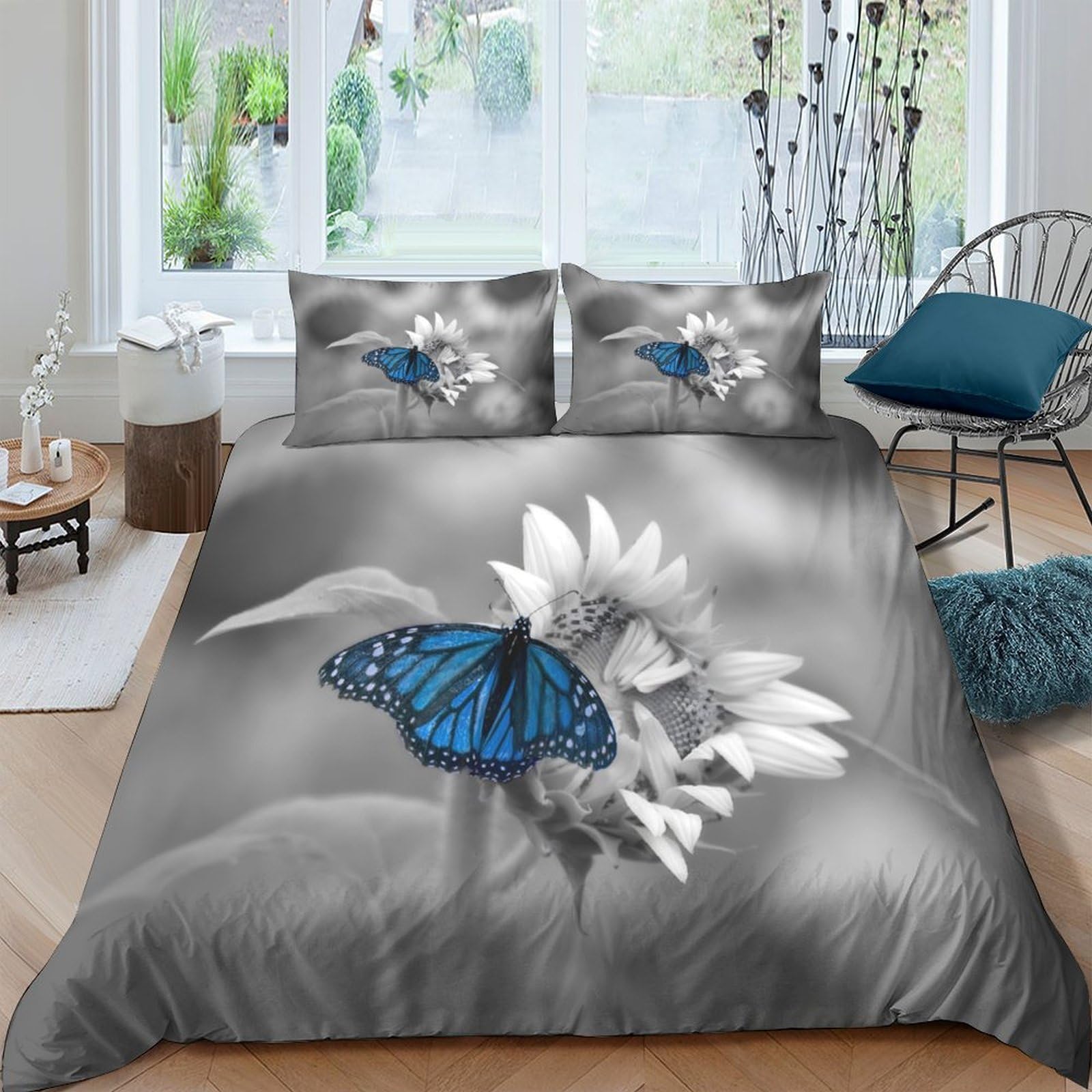 3D Printed Butterfly Quilt Cover, Microfiber Duvet Cover Hidden Zipper for