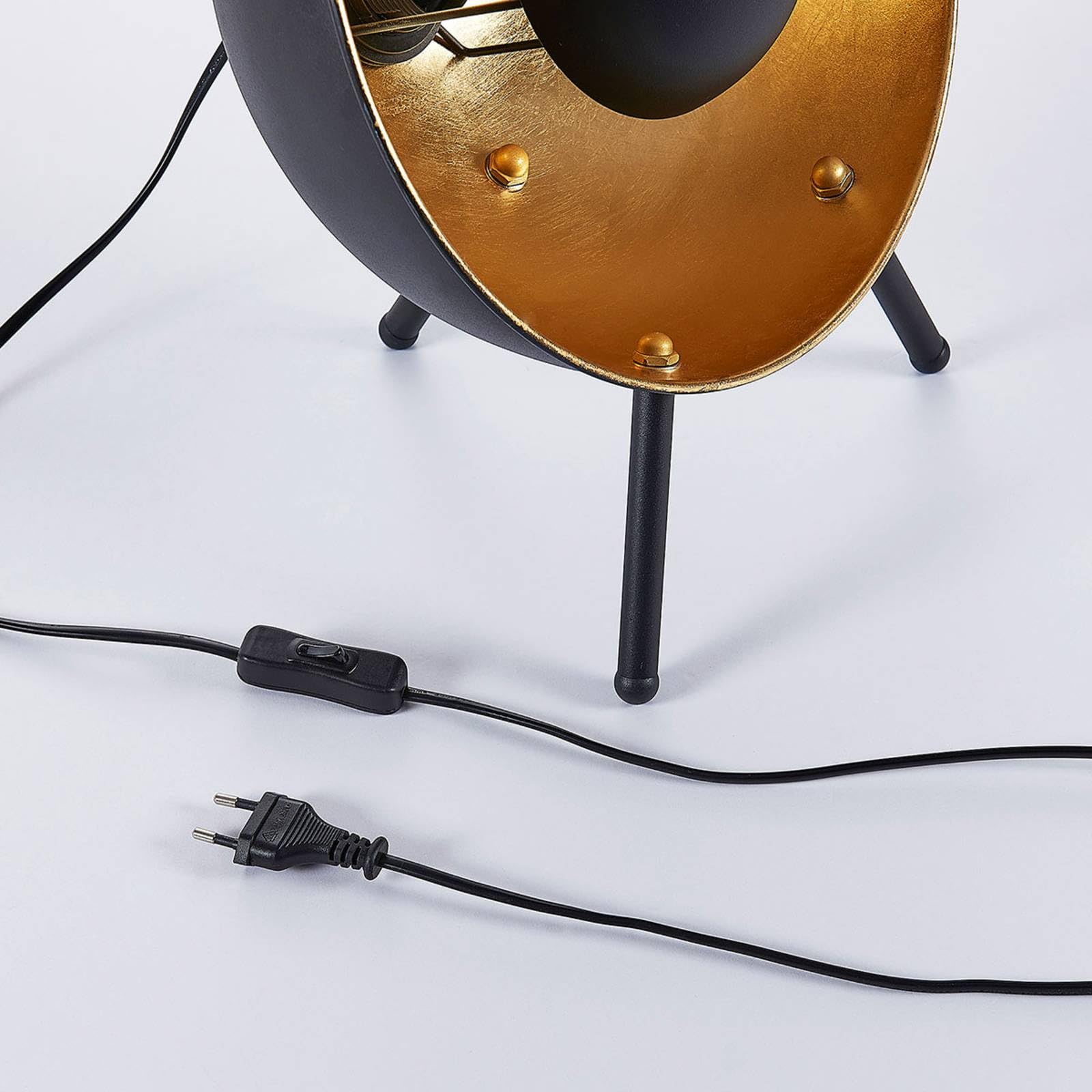 Lindby lámpara de mesa en negro, oro, mesita noche | lámpara de mesa, e27, moderno para sala de estar, salón, comedor
