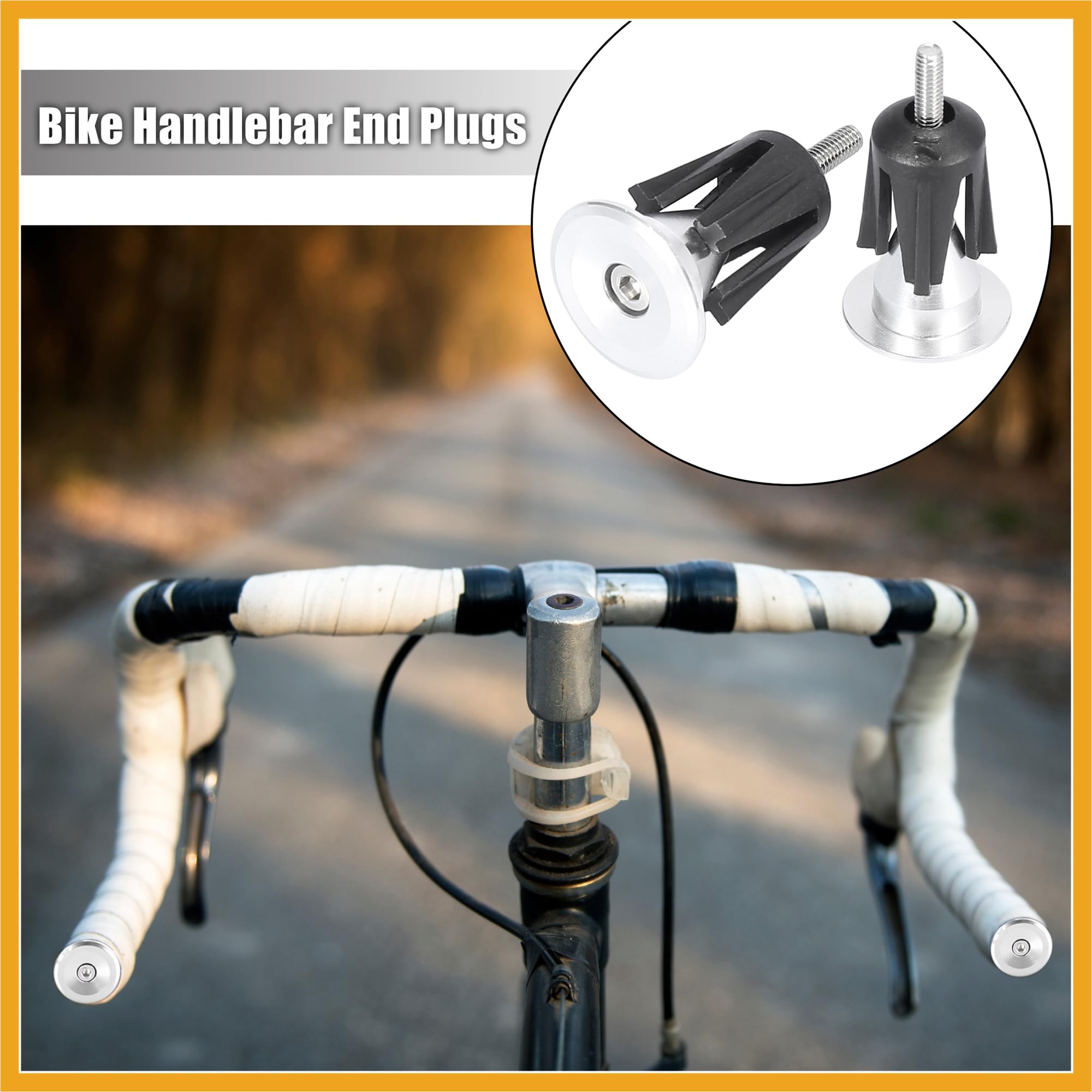 Partuto Pair Aluminum Alloy Bicycle Bike Handlebar End Plugs Silver Tone Replacement - Image 2