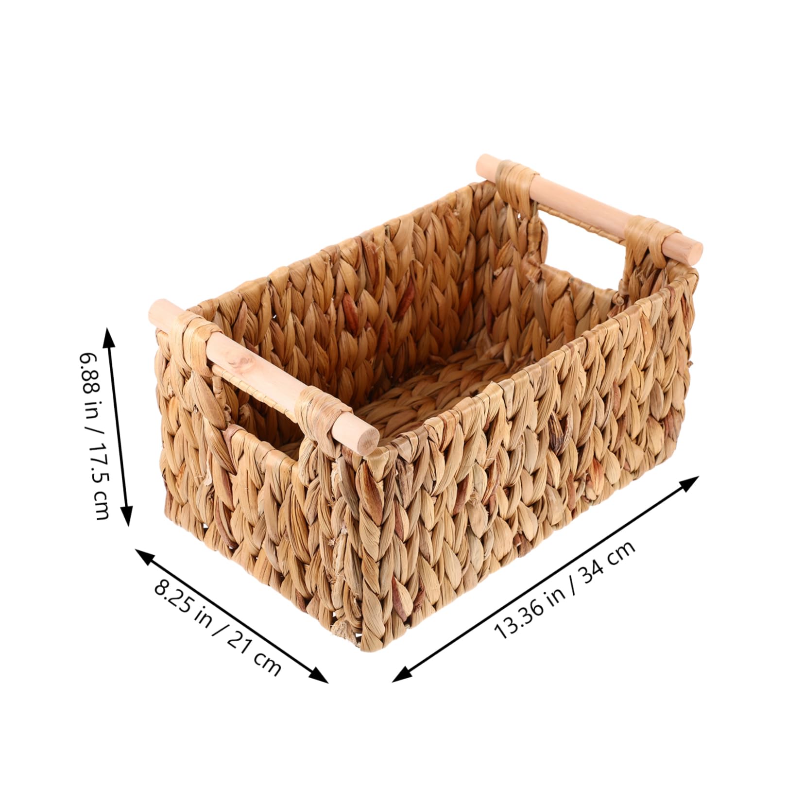 Geflochtener Aufbewahrungskorb aus Hyazinthe mit Holzgriff