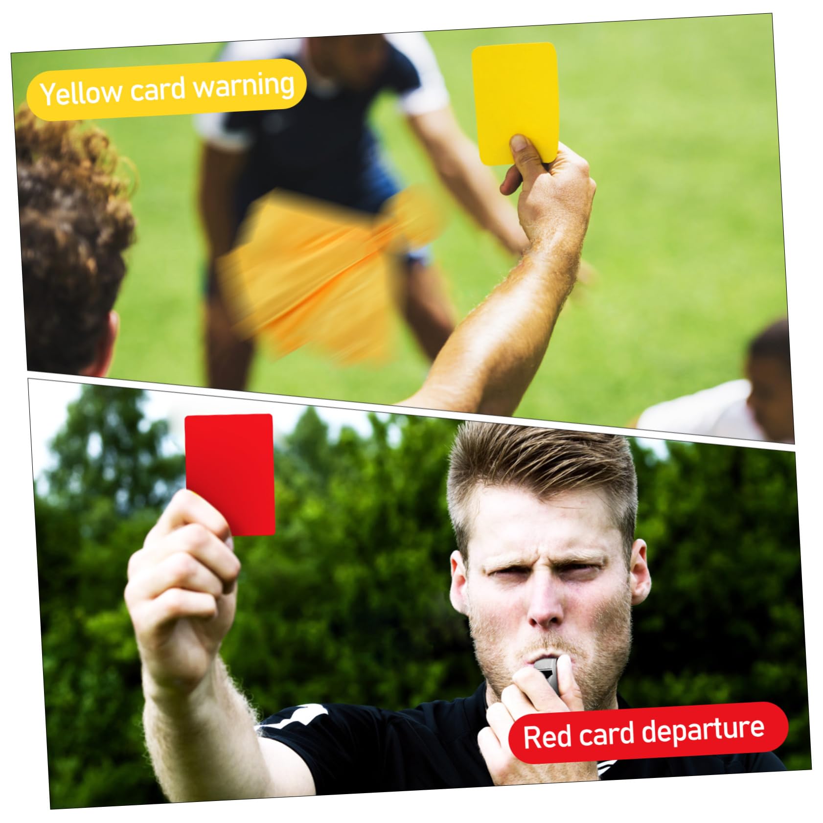 Kisangel 2 Set Cartellini con Bandiere e Fischietti Kit Completo per Calcio e Sport Cartellini Rossi e Gialli Design Portatile e Resistente per Arbitri e Allenatori