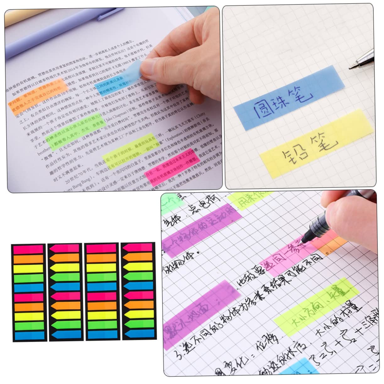 VILLCASE 20piezas Marcadores De Página Adhesivos Transparentes Multiusos De Notas Adhesivas Para Libros y Organización Páginas Total Cuadrados Flechas