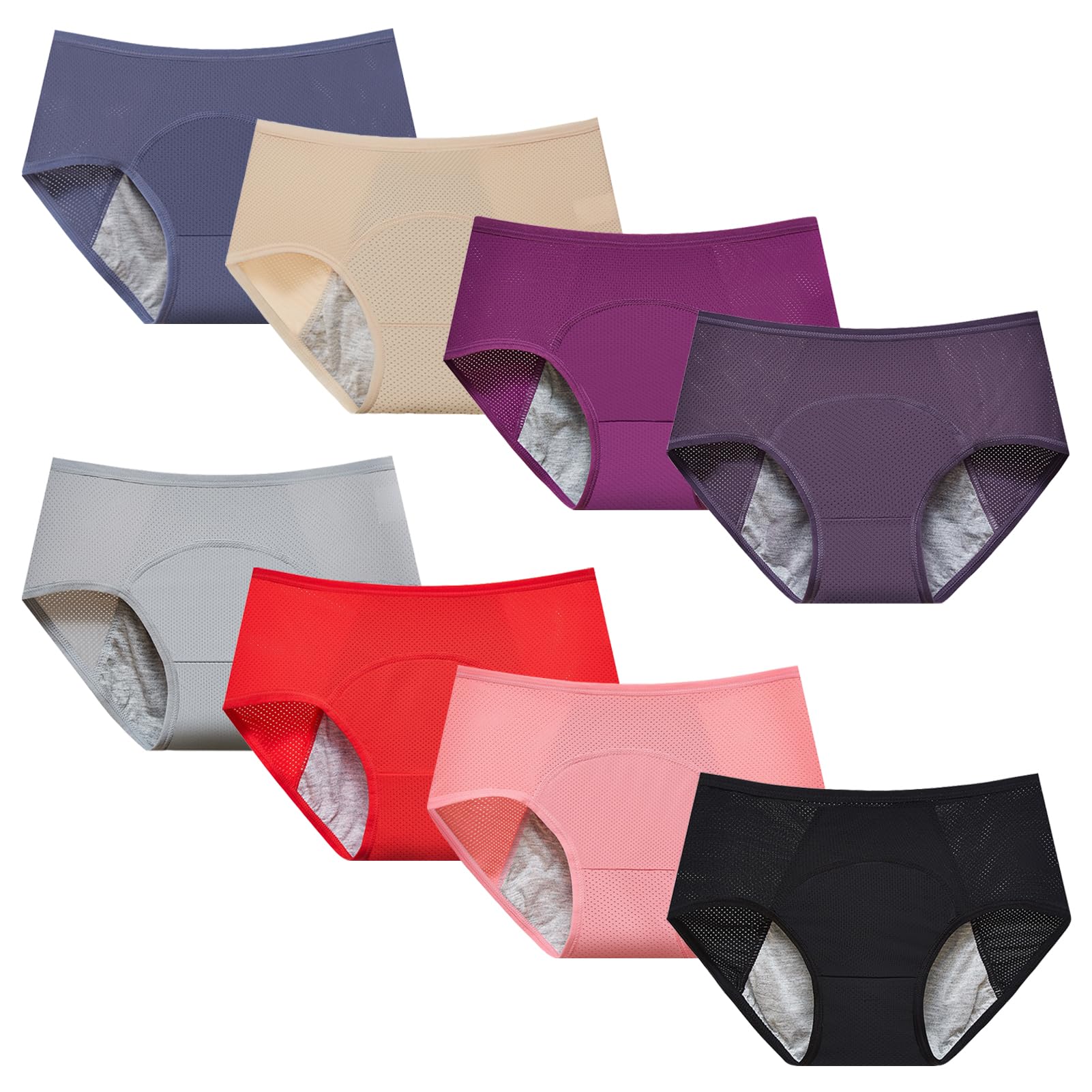 CJSGY Panties for Women Over 60, Incontinence Underwear for Women Washable, Reusable Incontinence Briefs, 8Pcs,Multi colored,XL