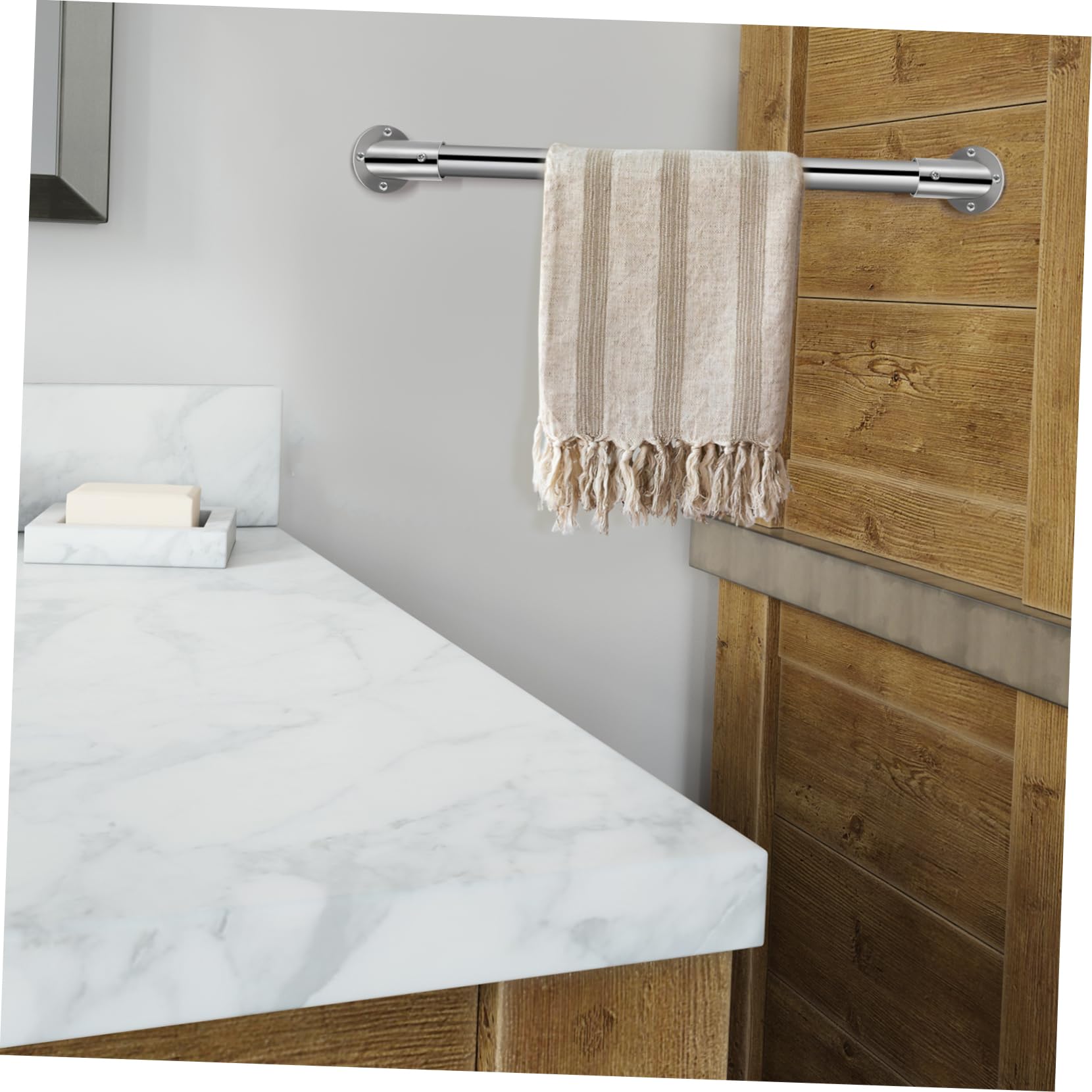 PRETYZOOM 2Pcs Heavy Duty Closet Rod Socket Flange Support Bracket for Wardrobe Shower Curtain and Towel Bars Easy to Install