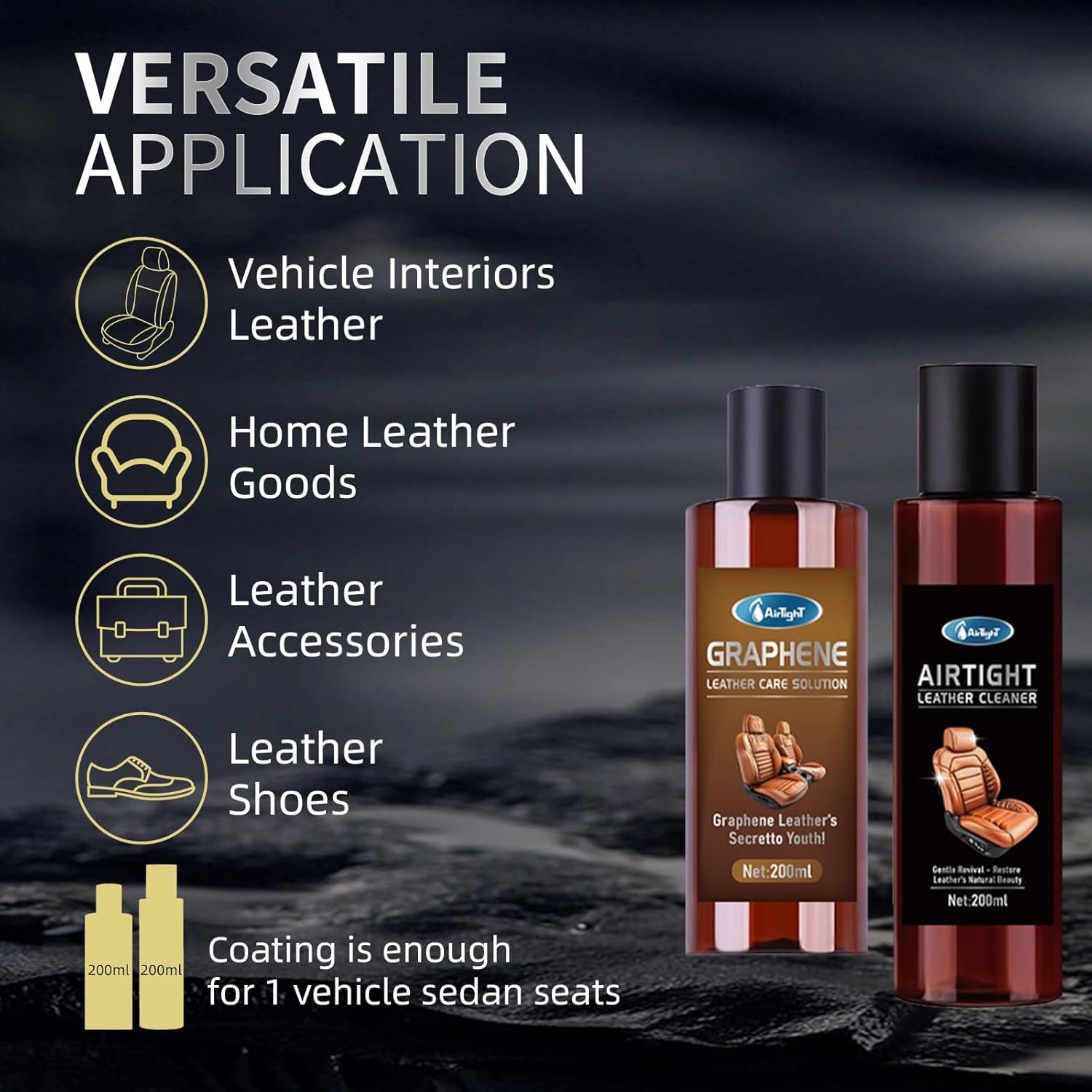 AirTighT Graphene Leather Cleaner and Conditioner Care Kit,Ultraviolet Protection Car Interior Seat Boot Shoe Cleaner Furniture Couch Conditioner, Safe of Leather - Image 3