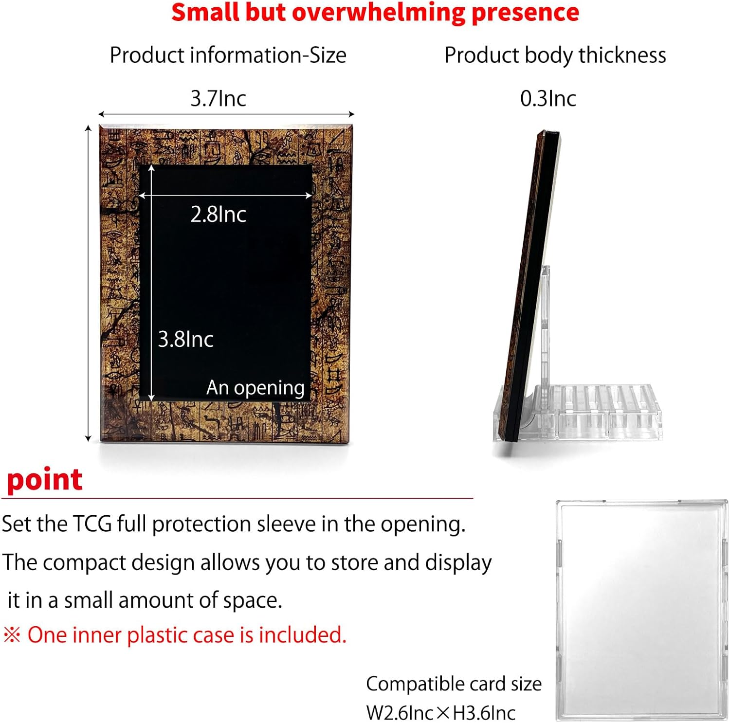 amazdone with:D Magnetic Card Display Case 35PT, UV Protection Acrylic Trading Card Holder with Inner Case, Premium Japanese Design for TCG & Sports Cards【hieroglyphs】 (Petra)