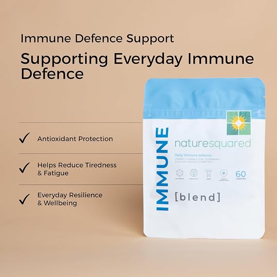 Immune [blend]: Premium Immune System Booster - 60 High Strength 8-in-1 Complex - Loaded with Vitamin C, D, Zinc, Elderberry, Acerola Cherry, Olive Leaf, Black Pepper & MCT - Made in UK