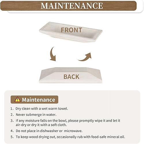 Miniatura 8 de Hanobe Cuenco decorativo de madera para masa cuenco largo de madera para mesa de entrada, decoración del hogar, decoración de mesa auxiliar para