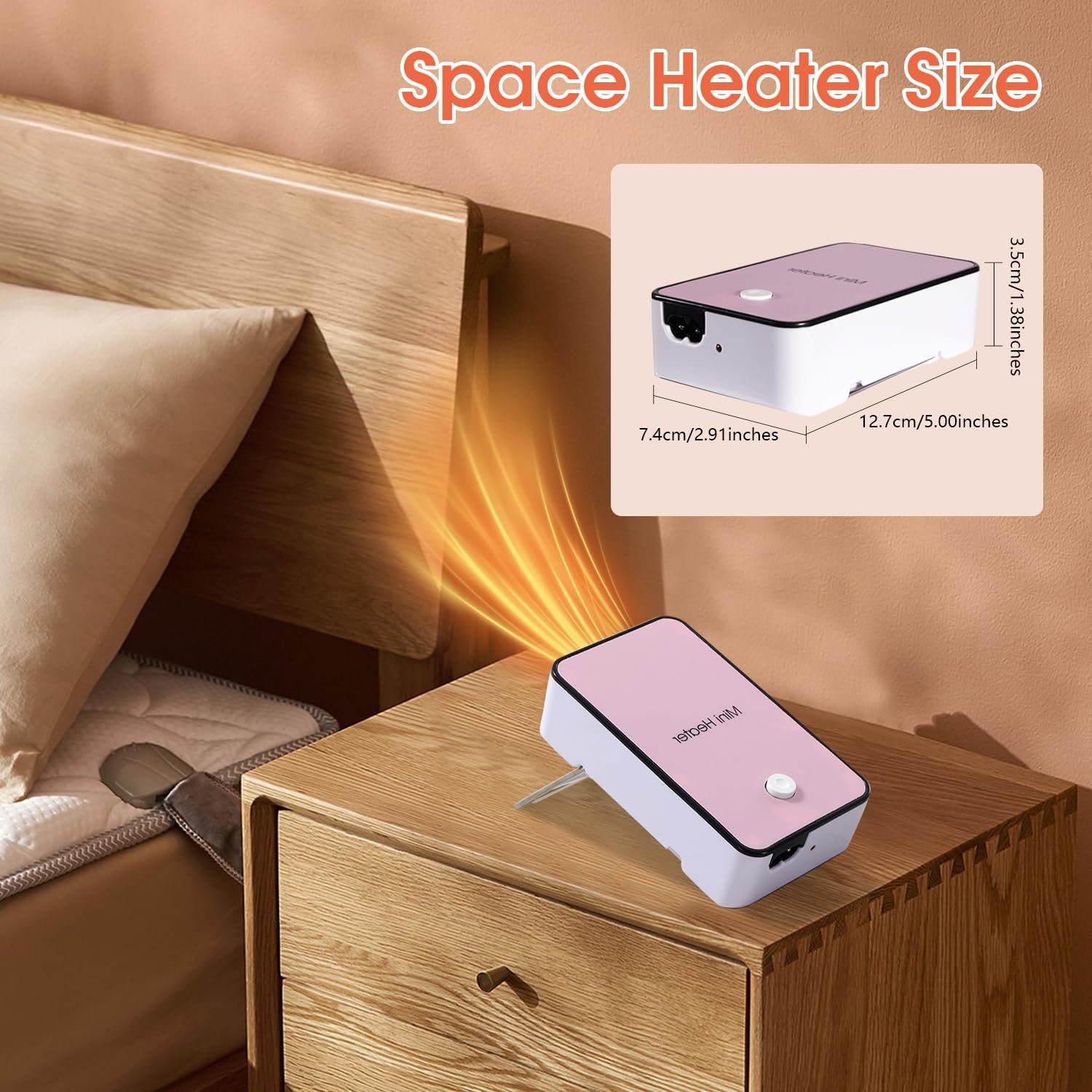 Portable Space Heater, PTC Ceramic Electric Warmer Blower Desktop Heater High Output Fan Warmers for Home Bedroom Office Desk Indoor Use (Pink)