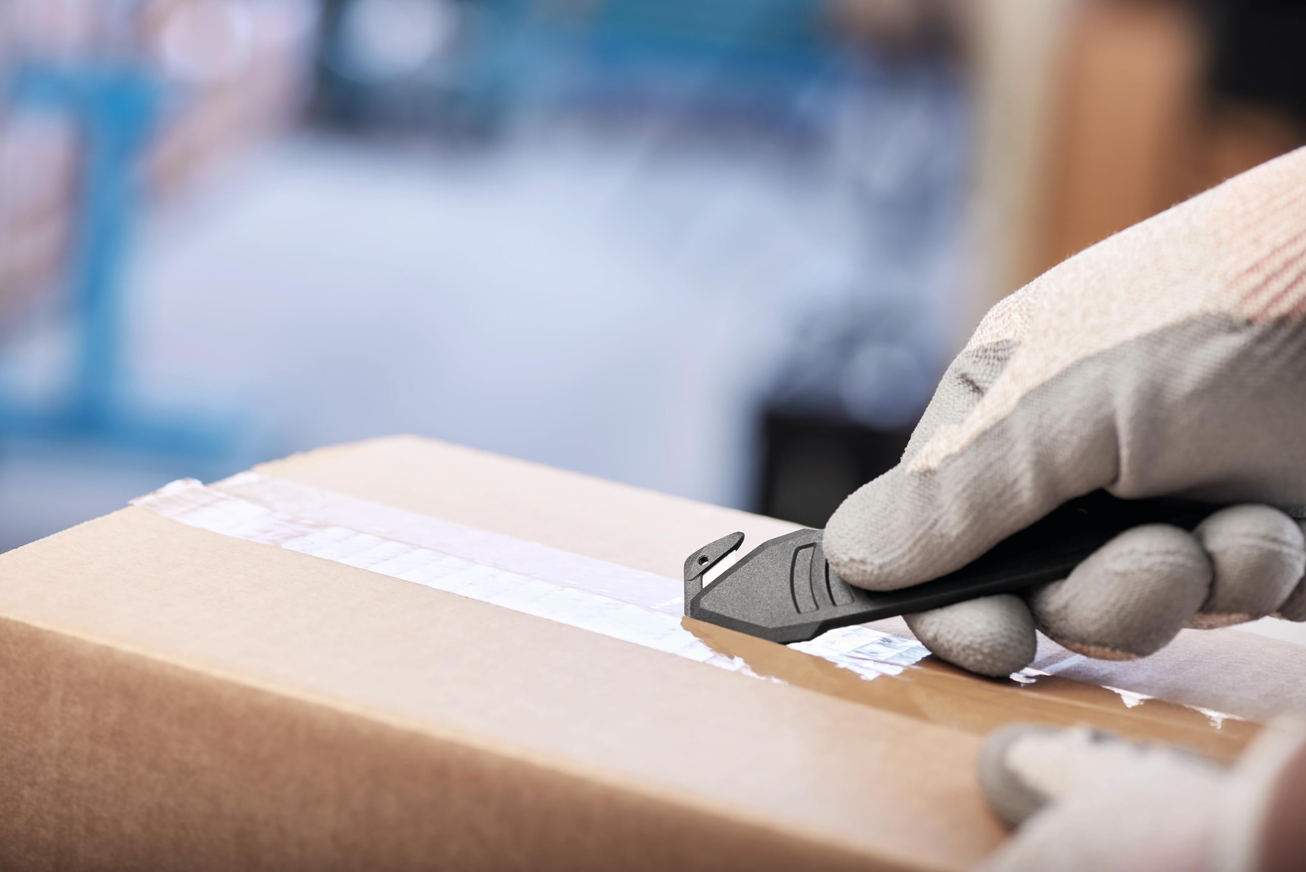 MARTOR 100x SECUMAX 145, verdeckte Klinge, Cuttermesser Kunststoff | Einwegmesser, 2in1-Kopf, Karton bis 1 Lage, Folie & Umreifung, Logistik, No. 145001.16
