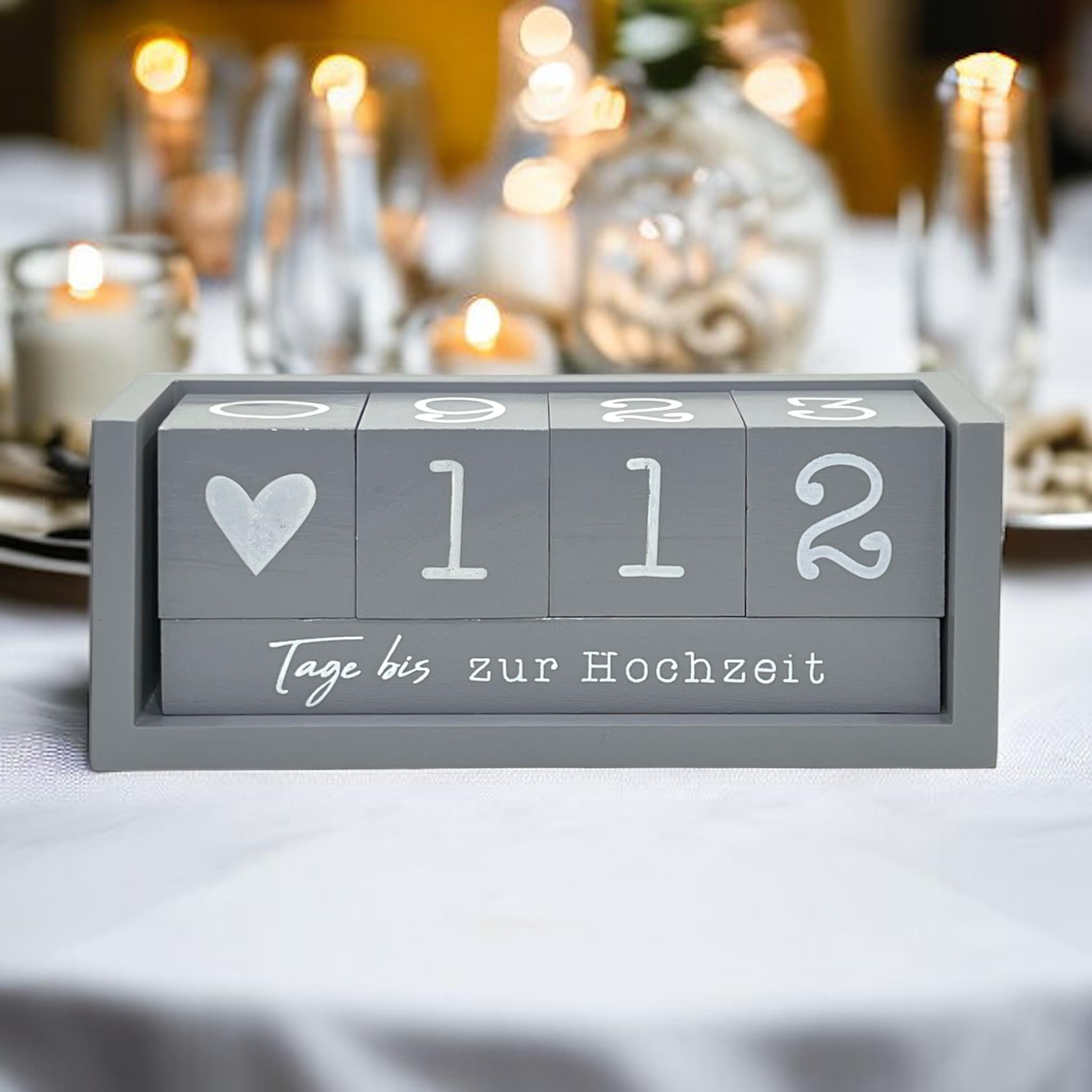 Calendario a cubi per il conto alla rovescia annuale in legno con barra tematica – calendario da tavolo permanente per anni – conteggio continuo dei giorni fino a 432 giorni per matrimoni, compleanni