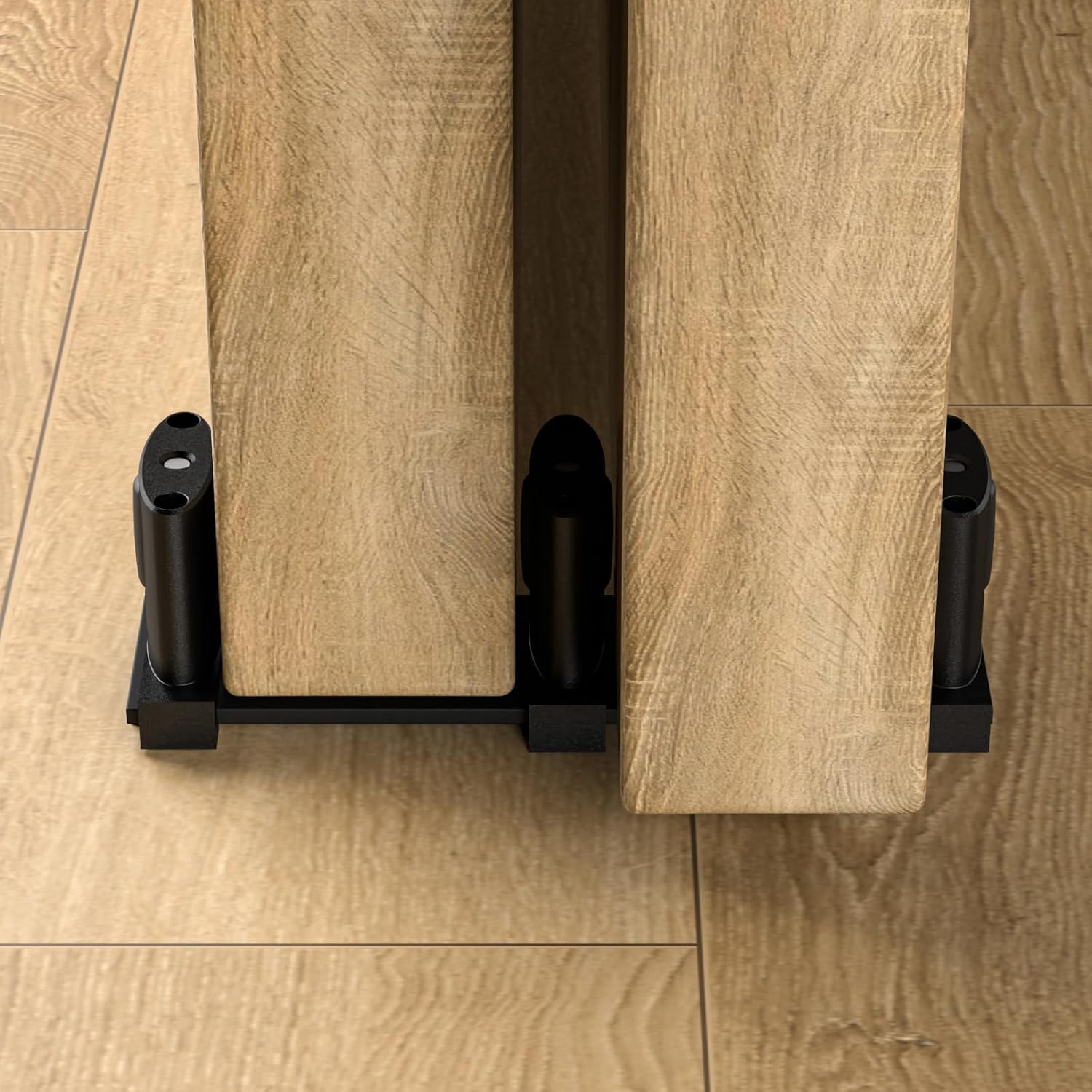 Sliding Closet Door Floor Guide,Adjustable Bypass Door Guide for Floor,Update 3-Roller Design,Black,2Pcs