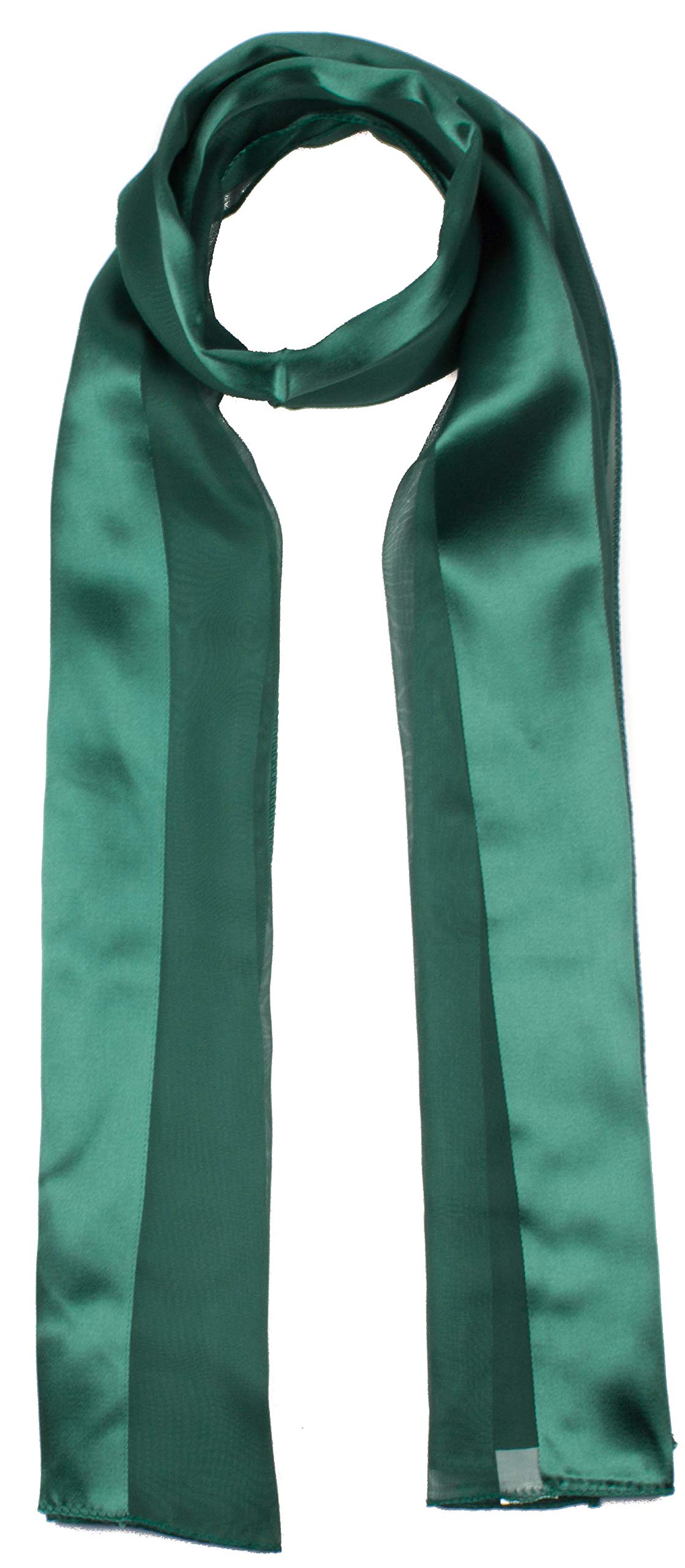 Mytoptrendz® Ladies Chiffon Scarf with Shiny Satin Stripe Soft Thin Neck Wraps for Women Thin Lightweight Soft Silky Scarves for Everyday Fashion and Dress Group Choir Performance (Dark Green)