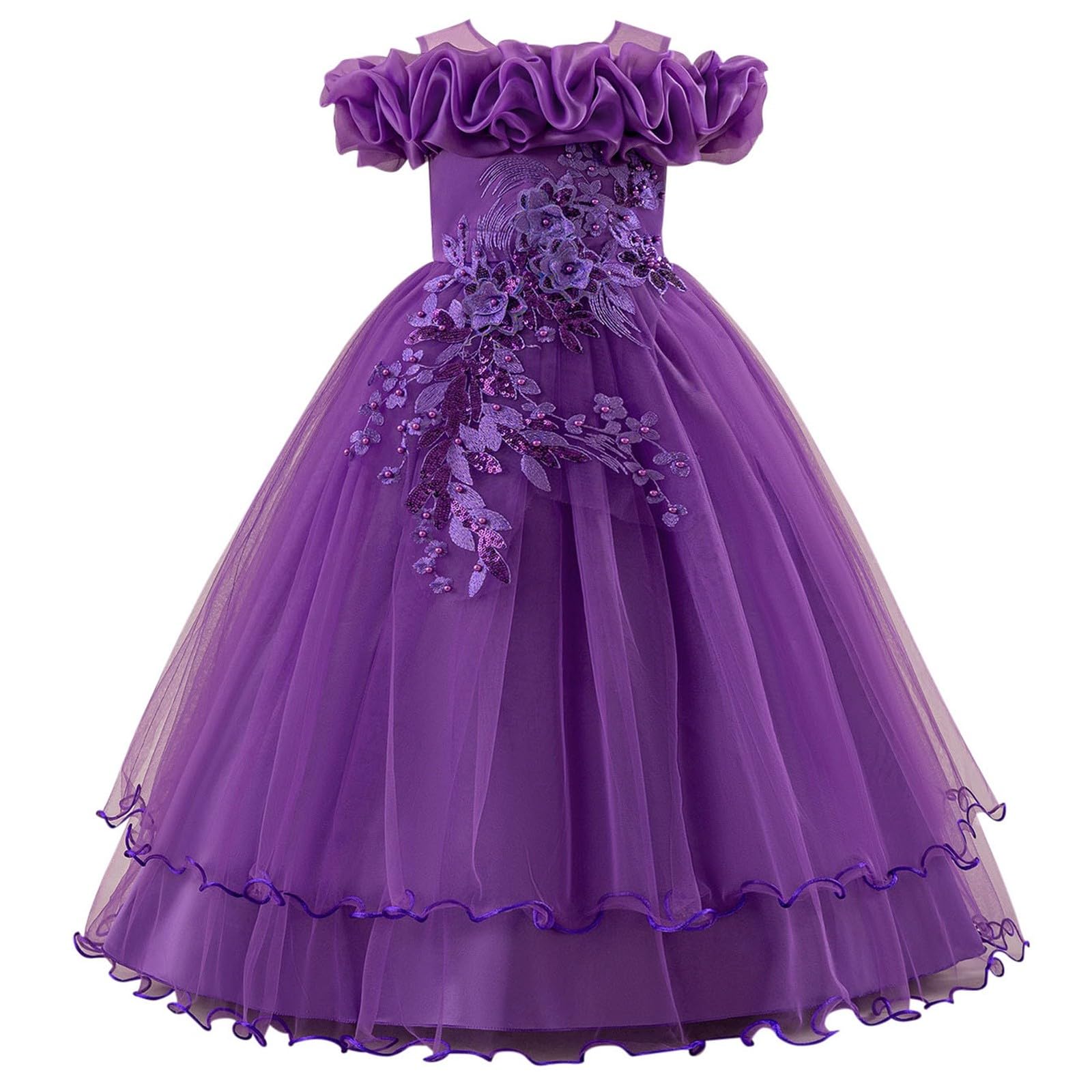 Vestido Elegante niña 7-12 años Hombros Descubiertos tutú, Boda Fiesta Informal