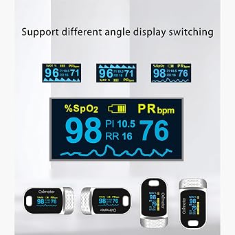 Pulse Oximeter Fingertip, 4-in-1 Oximeter with Perfusion Index