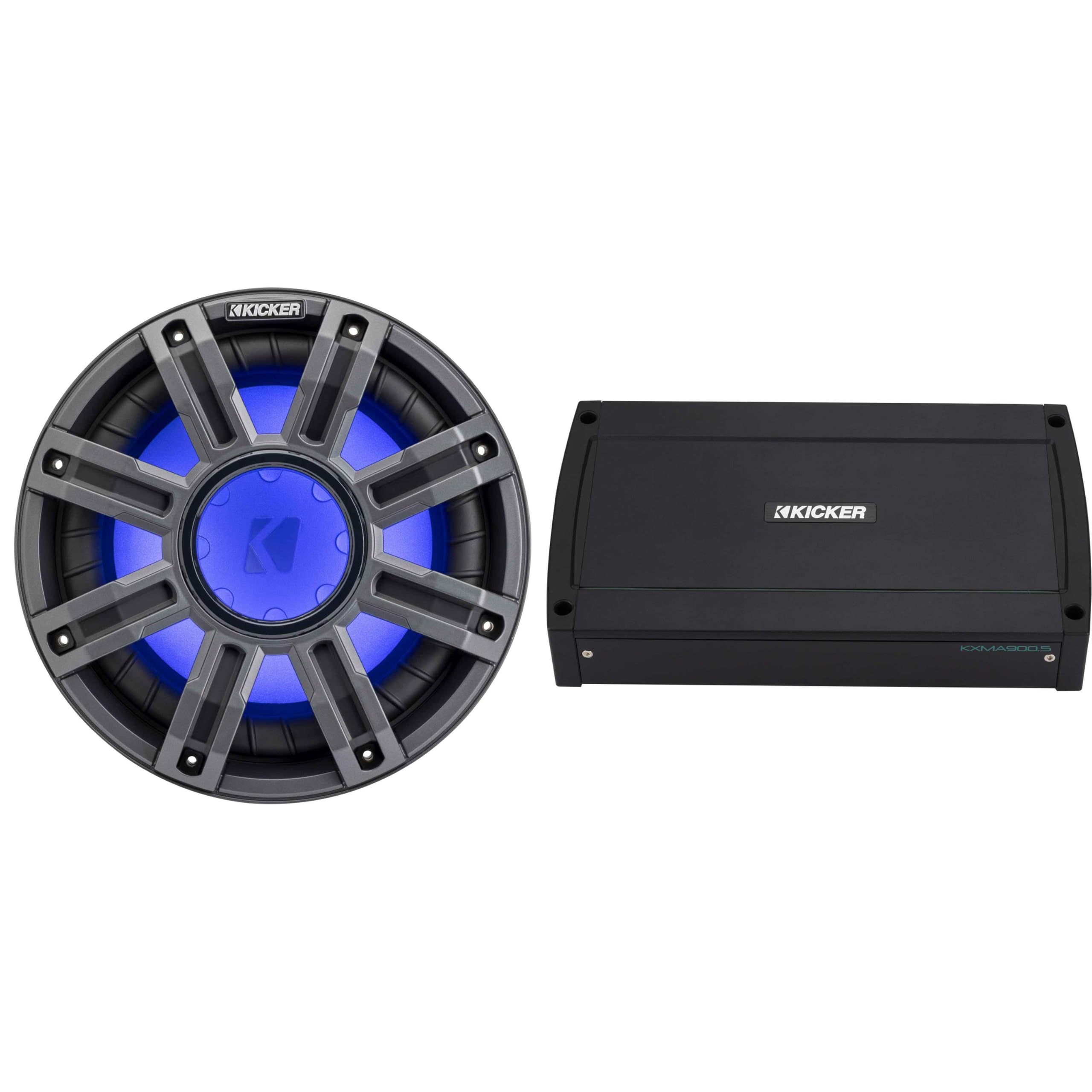 Kicker 51MWE104 - MWE 10-Inch Premium Marine Subwoofer (Enclosure) 4-ohm & 48KXMA9005 Marine Amp Bundle