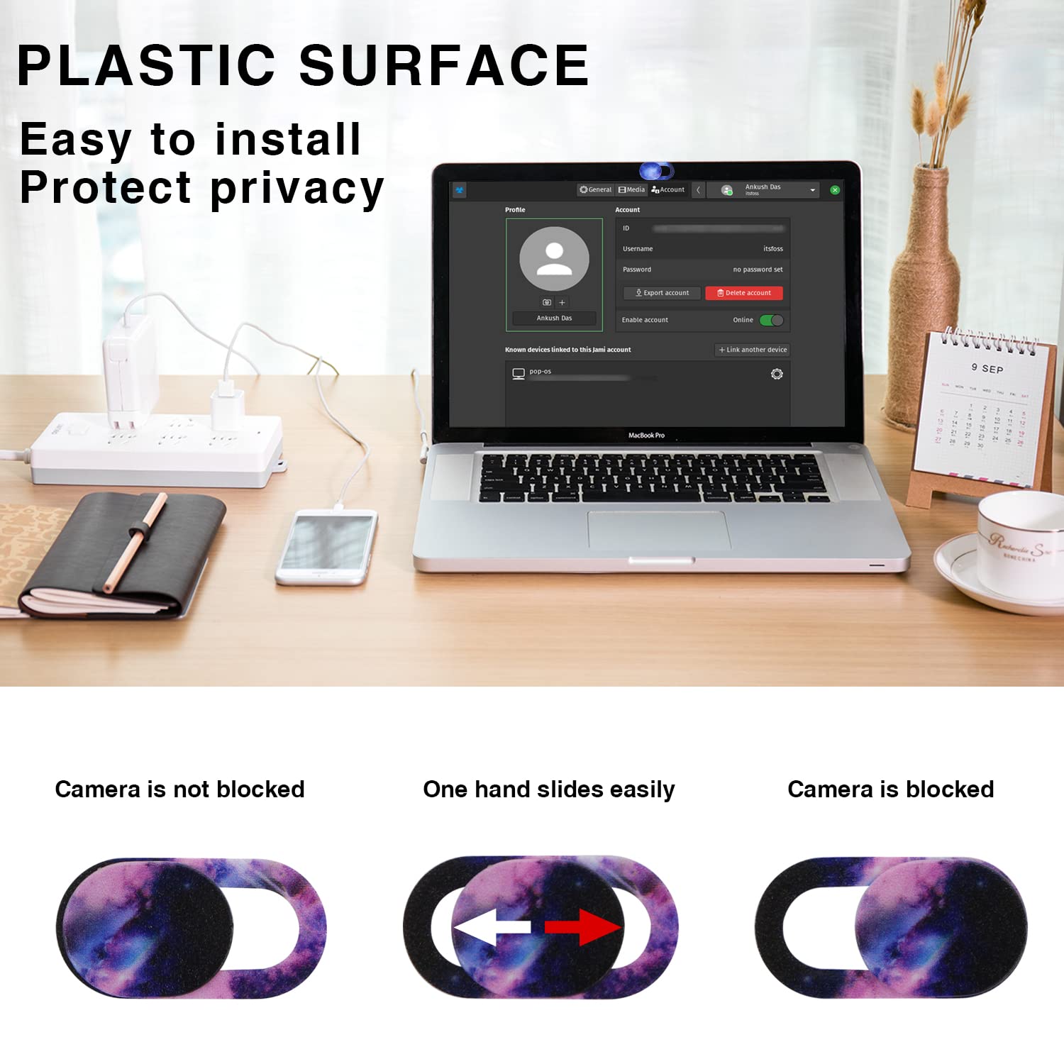 JIYIN 8PCS Laptop Camera Cover Slide, Starry Sky Webcam Cover Slide Phone Camera Cover, Ultra-Thin Computer Camera Cover Slide Blocker Slider Privacy Cover For Laptop Desktop PC Tablet(Starry Sky