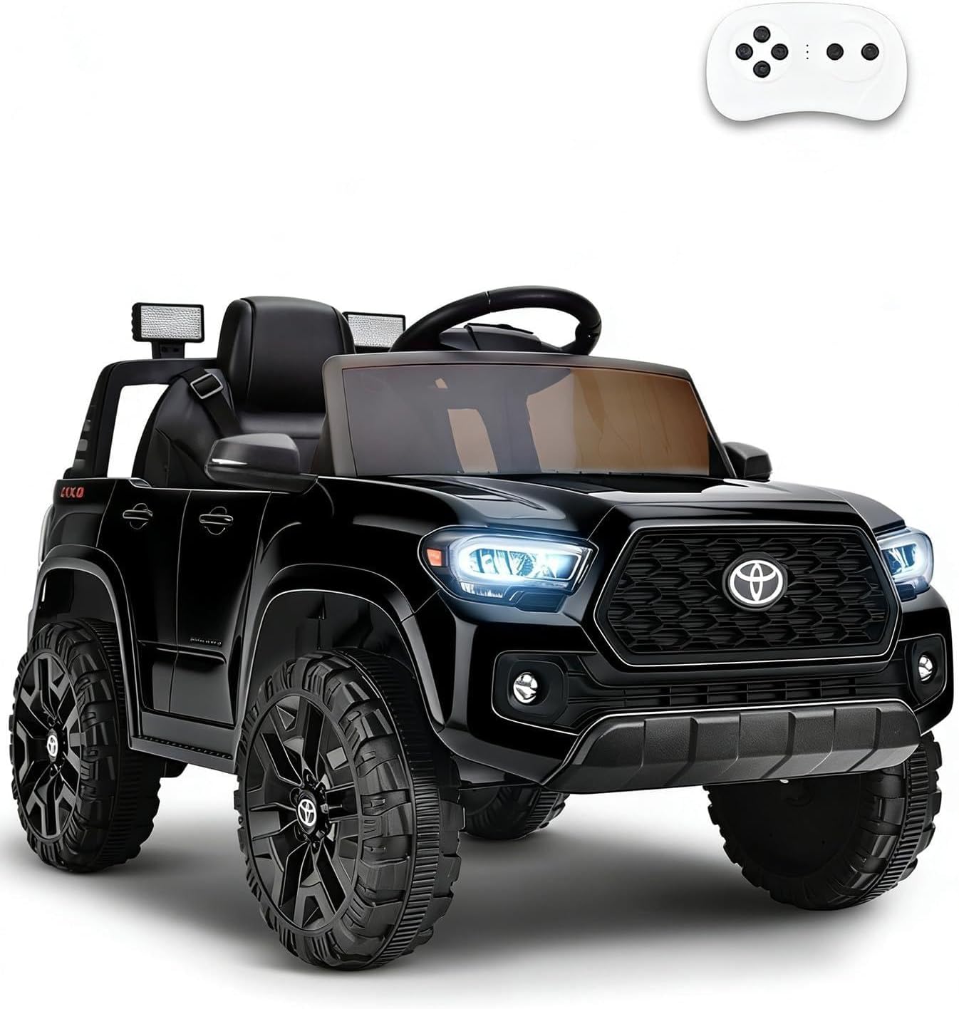 Blitzshark 12V Kids Ride on Car Licensed Toyota Tacoma Battery Powered Motorized Electric Vehicle, with Remote Control, Digital Display, Spring Suspension, Storage Space, Music &FM, Black