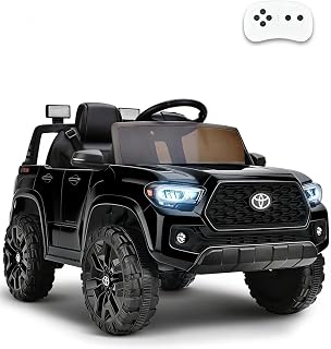 Blitzshark 12V Kids Ride on Car Licensed Toyota Tacoma Battery Powered Motorized Electric Vehicle, with Remote Control, Digital Display, Spring Suspension, Storage Space, Music &FM, Black
