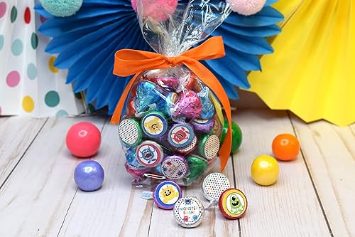 Miniatura 2 de AmandaCreation - Etiquetas adhesivas para fiesta de cumpleaños de monstruos juguetones, 300 adhesivos circulares de fiesta de 0.75 pulgadas para