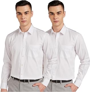 Amazon Brand - Symbol Men's Solid Cotton Formal Shirt | Plain | Full Sleeve-Regular Fit (Available in Plus Sizes) Price In India