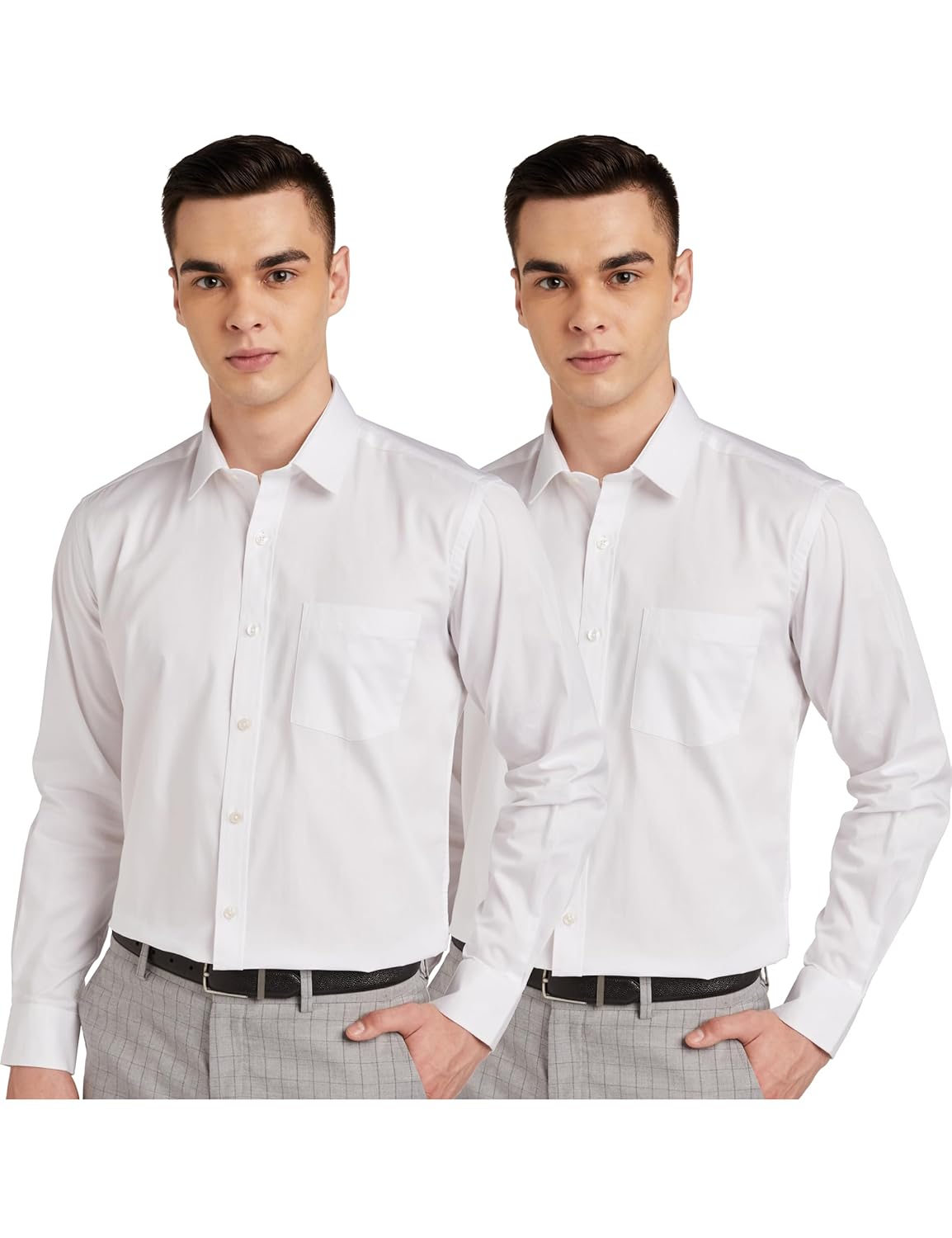 Amazon Brand – Symbol Men’s Solid Formal Regular Fit Shirt (Pack of 2)