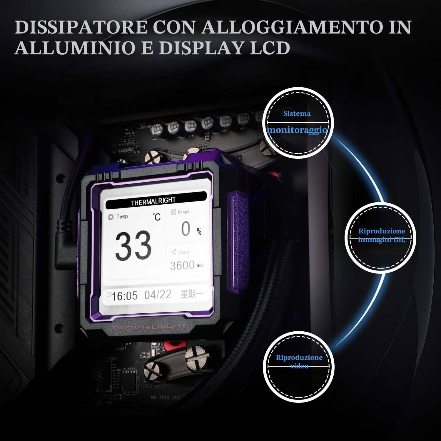 Thermalright FW PRO 360 ARGB - Raffreddatore liquido per CPU AIO, 360 mm, schermo LCD IPS da 2,73", risoluzione 320 x 320, per AM4/AM5/Intel LGA1700/1851/115X/1200
