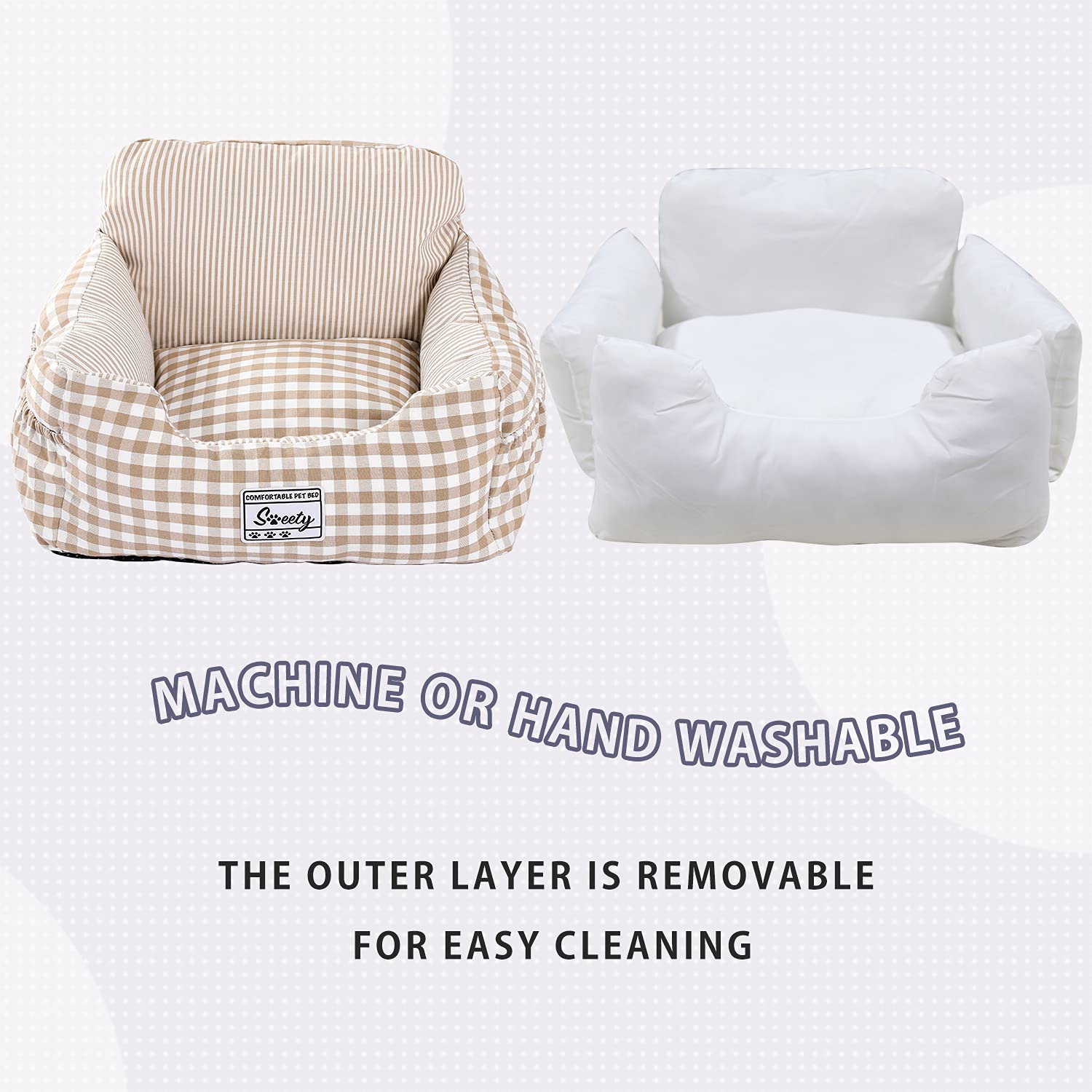 PETEPELA Hondenautostoel met stabiele veiligheidsgordel, zachte stoelverhoging, waterdicht, antislip, hondentransportdrager voor kleine tot middelgrote honden, beige