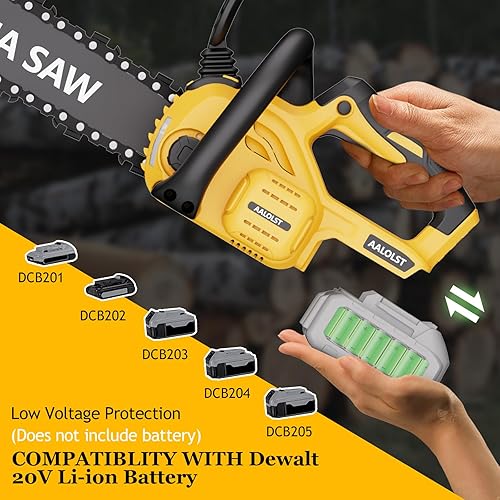 Miniatura 5 de Motosierra inalámbrica para batería DeWalt de 20 V, sistema de lubricación de aceite de sierra de cadena de 12 pulgadas con bloqueo de seguridad,