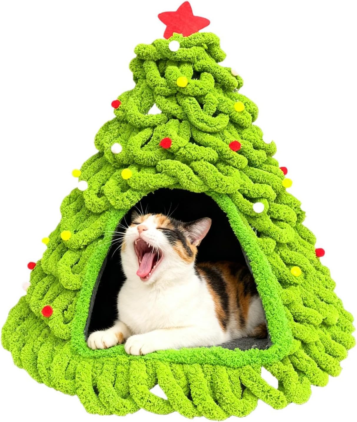 猫ハウス,ニット 製 柔らかい 木 デザイン シェルター | 猫 クリスマス ツリー - 【はじめ】 子犬や子猫などの小動物向け