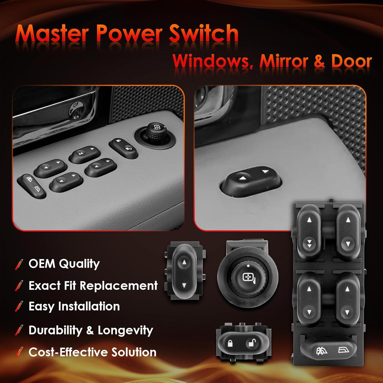 Master Power Window Switch, Compatible with 2004-2008 Ford F-150, 2006-2008 Lincoln Mark LT, Mirror Door Lock Control, Driver & Passenger Side, Replaces# 901-339 901-324 901-164 901-331