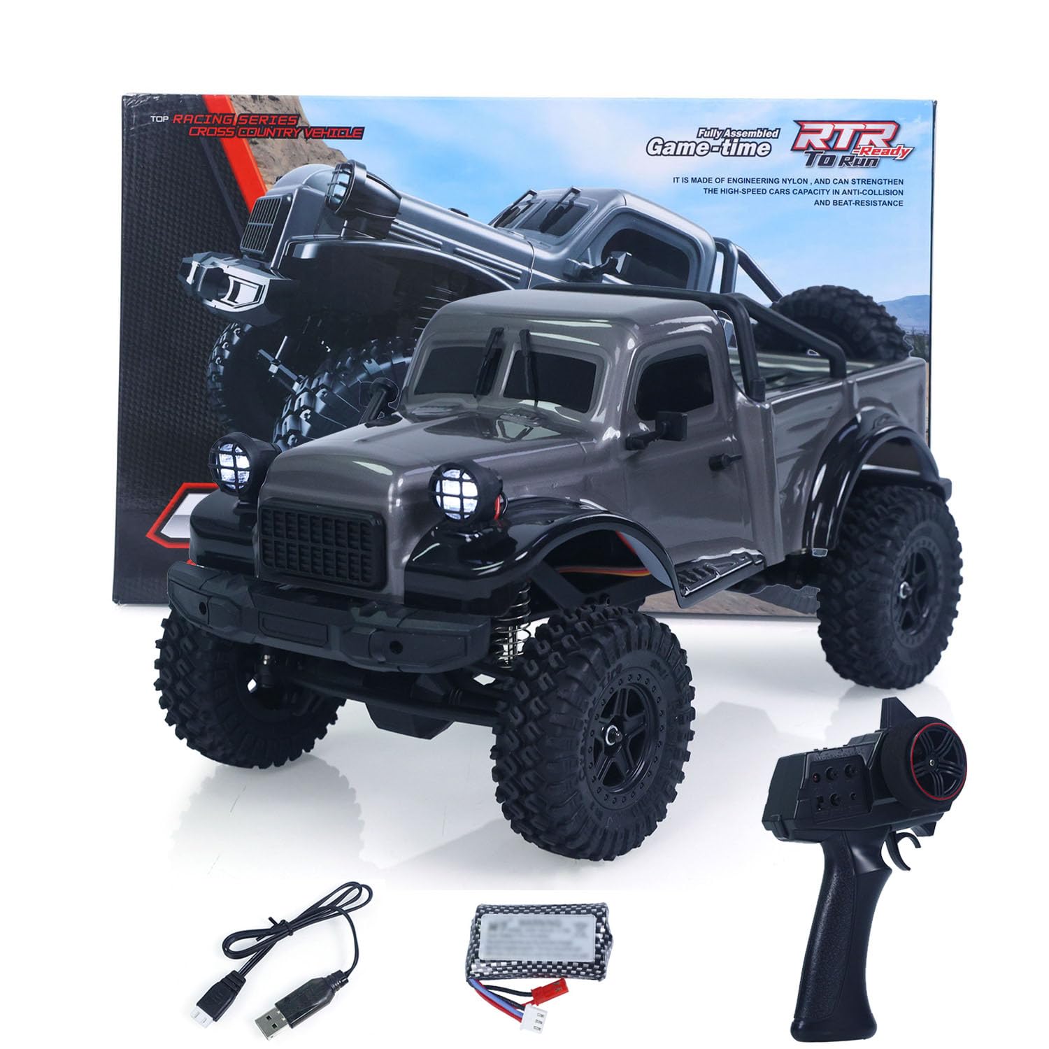 TOUCAN RC HOBBY 2,4G Funkgesteuerter Pickup Truck 1:18 4WD RC Geländewagen C8813 Simulation Rock Crawler Auto RTR Bürstenmotor ESC Batterie Outdoor
