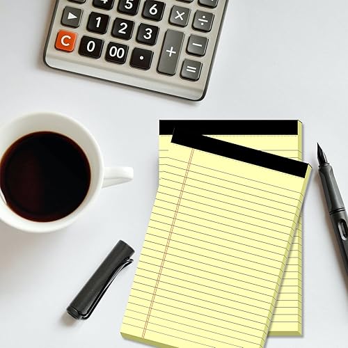 Miniatura 6 de Bloc de notas pequeñas de 5 x 8 pulgadas, papel amarillo canany de 21 libras, paquete de 6 blocs de escritura perfectos para diario, tomar notas,