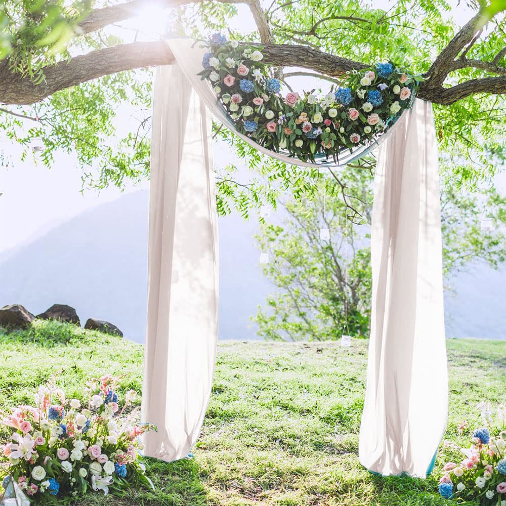 Ivory 5 Yards Chiffon Fabric Continuous Sheer Drapery for Rustic Wedding Party Arch Backdrop