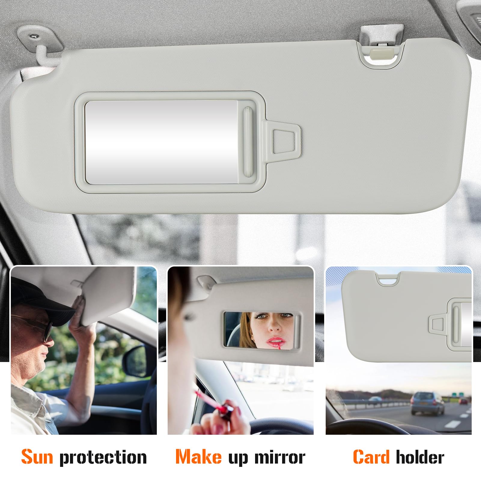 Sun Visor For 2016-2019 Hyundai Elantra, Left Driver Side Grey - View #8