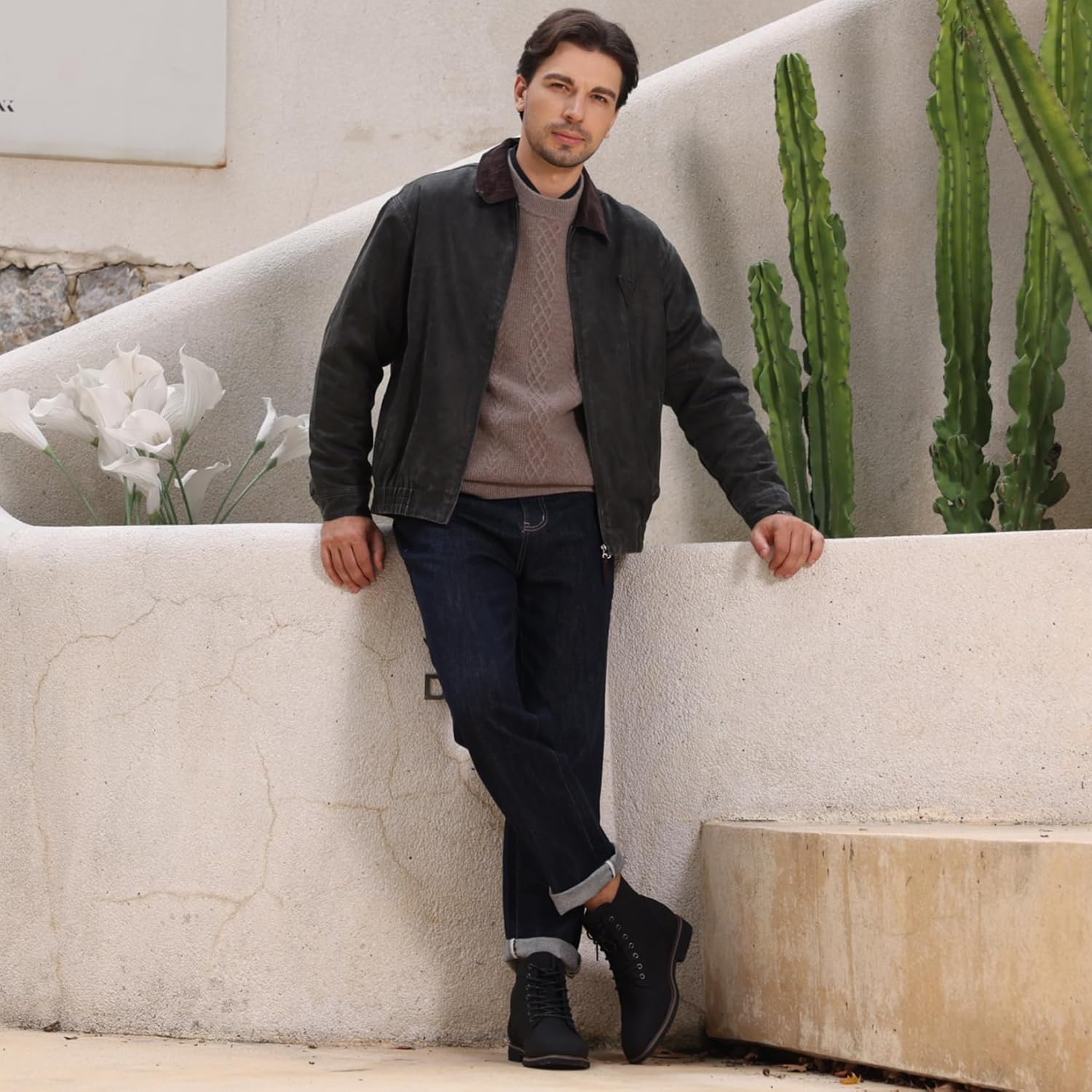 Men's Casual Derby Lace Up Boots Fashion and Comfort Ankle Boots - Image 2