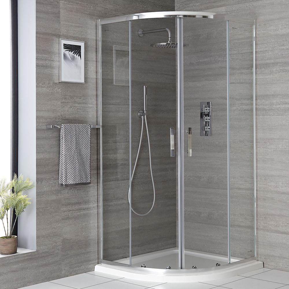 Milano Portland Chrome Reversible Quadrant Shower Enclosure White Tray - 700mm x 700mm