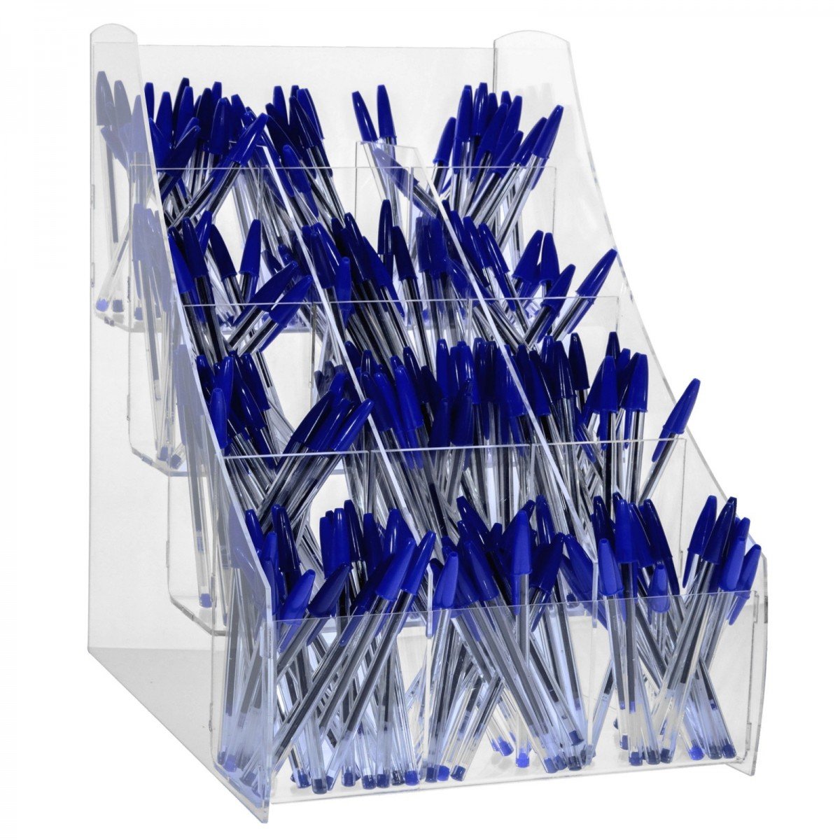 Porta penne da banco in plexiglass trasparente a 12 scomparti - Misure: 31 x 34 x H41 cm